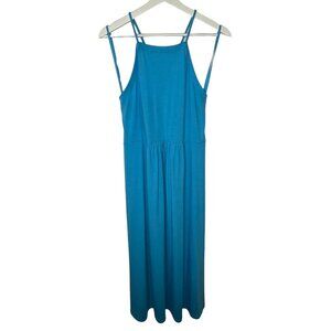 Loft Lou & Grey Blue Maxi Dress Large Sleeveless Strappy Flowy Summer Sundress